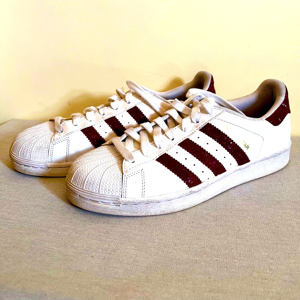 Adidas Superstar Red Faux Snakeskin sneakers